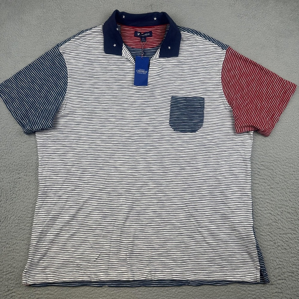 Daniel Cremieux Striped Polo with Navy Collar, Blue & Red Sleeves NWT